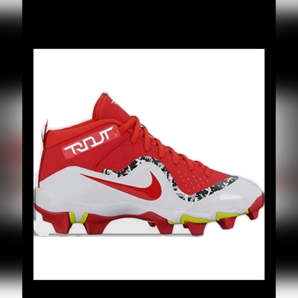 Nike Youth Red And White Trout Fastflex Baseball Cleats 5.5Y - Picture 1 of 14